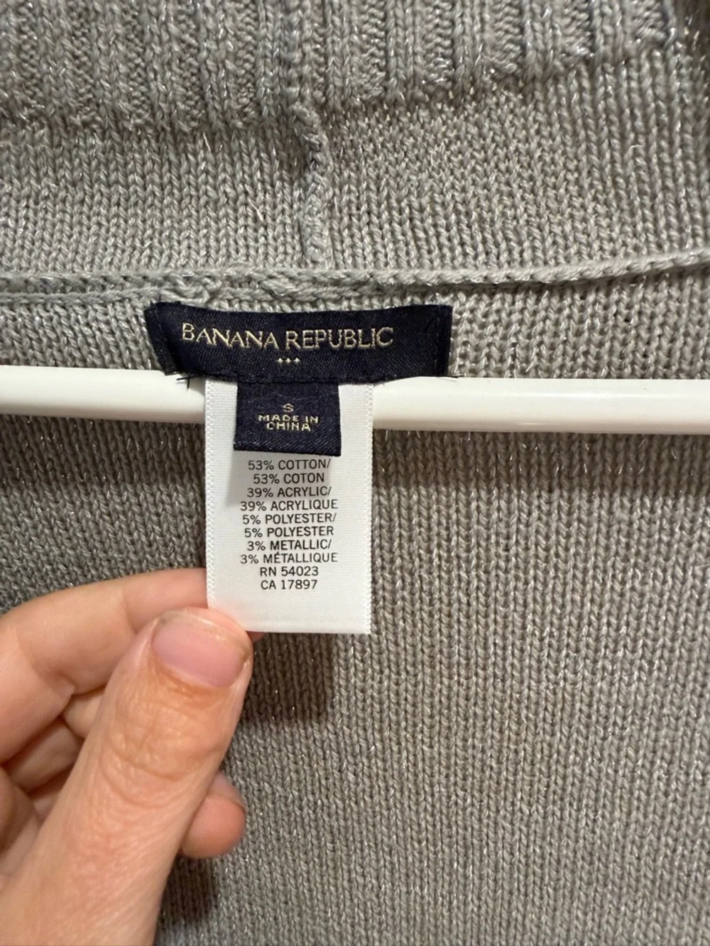 Banana Republic Silver/Gray Open-Front Short-Sleeve Women’s Cardigan Size S